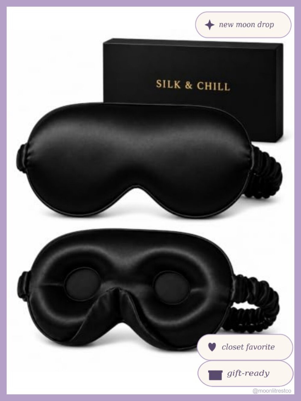 22 Momme Mulberry Silk Sleep Mask 3D Contoured Adjustable Light Blocking